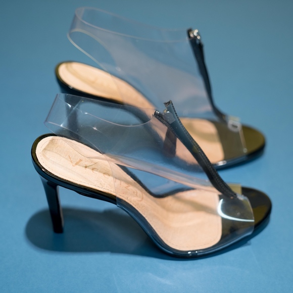 Anthropologie Vicenza Slip On Clear Black Pumps - Picture 3 of 8